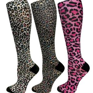 Prestige Medical Nurse 15-20mmHG Soft  Compression Socks Leopard Print 2 Colors!